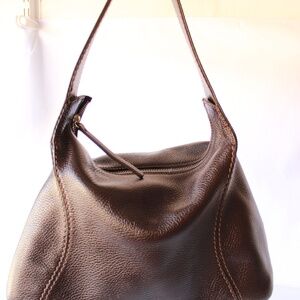Tod's Authentic Mocassino Zip tote Bag Brown RARE Made IN Italy